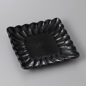 美濃焼 食器 黒マットガラス菊型角取皿 MINOWARE TOKI 美濃焼