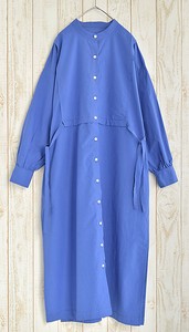 Button Shirt/Blouse Cotton One-piece Dress