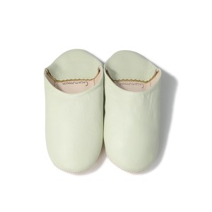 Mint Cream Leather Babouche Shoes Slipper Plain Morocco