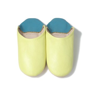 soft Yellow Blue Leather Babouche Shoes Slipper 2 Tone Plain Morocco