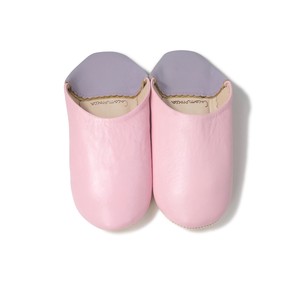 Pink Purple Leather Babouche Shoes Slipper 2 Tone Plain Morocco