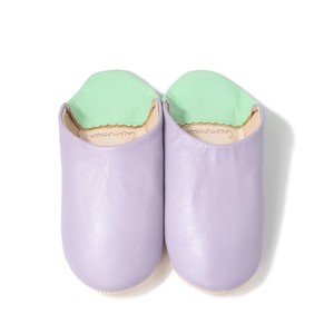 Purple Emerald Leather Babouche Shoes Slipper 2 Tone Plain Morocco