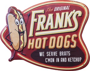 アンティークエンボスプレート  "FRANK'S HOT DOGS"