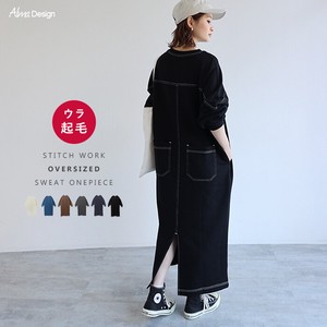 Sweatshirt Color Palette Long Sleeves Stitch Brushed Lining One-piece Dress