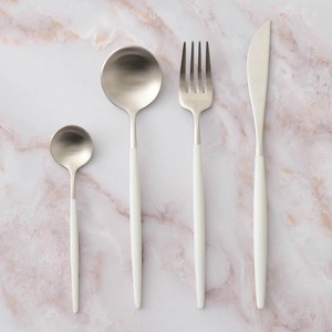 Cutlery Set 4 Pcs Silver Cream Gift with box