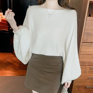 Sweater/Knitwear Cropped Puff Sleeve Ribbed Knit