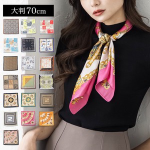 【スカーフ】70×70cmサイズ・ヴィンテージ風サテン生地スカーフ 100014