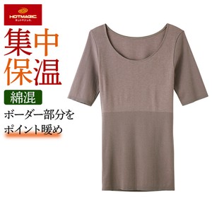【秋冬定番】グンゼ　ホットマジック　日本製　綿混 吸湿発熱 婦人肌着　集中保温/ 5分袖インナー