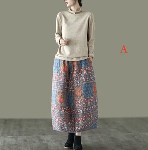 秋冬の新モデル、ウエストをゆるめた文芸蕾スカート             ZCHA4854
