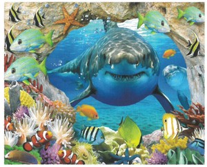 【ジグソーパズル】3Dパズル100ピース　ハワード・ロビンソン　サメ（いないいないばあ）