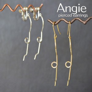 【Angie】 ランダムクルリンバー 真鍮メッキコーティング ピアス／イヤリング 2色展開4タイプ。
