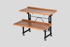 ヒナ壇テーブル幅90cm／幅120cm　大型多段テーブル　ディスプレイ　木製天板　木箱　【MST】