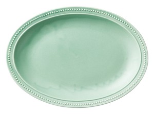 Mino ware Main Plate Dot Green
