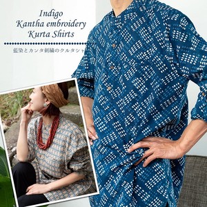 Soft Charm Indigo-Dyed Embroidery Shirt