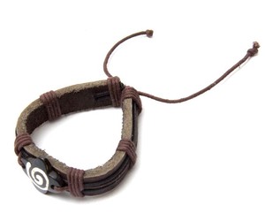 Nepal Leather Bracelet Dark Brown Stone
