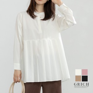 Button Shirt/Blouse Long Sleeves Collarless Switching
