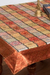 105 cm 105 cm India Spun Gold Table Cover Orange Multi-Color