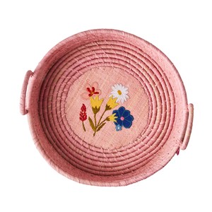 编织篮 圆形 粉色