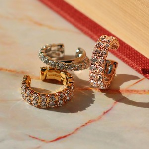 Ear Cuff Pave Stone Made in Japan Metal Earring Made in Japan made 2