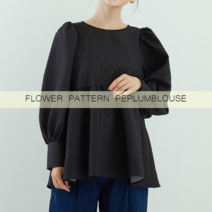 Button Shirt/Blouse Floral Pattern Peplum