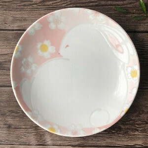 【日本製】花うさぎ　5.0皿　箱入り　桜　春　うさぎ