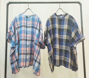 Linen Checkered Band Color Shirt 2 3 2 3