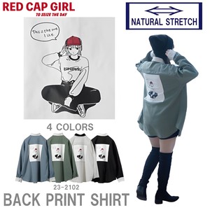 2 3 RED CAP Natural Stretch Polyester Back Print Long Sleeve Shirt