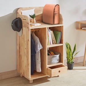 Clothes Hanger Rack Attached Natural Wood Storage NATURAL NATURE Open Locker