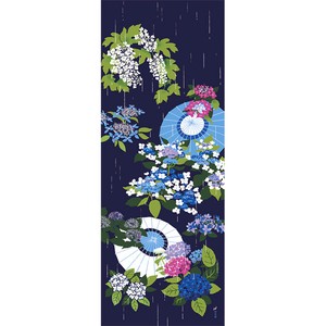 【濱文様】　絵てぬぐい　五月雨に紫陽花　【春の人気者】　(日本製)