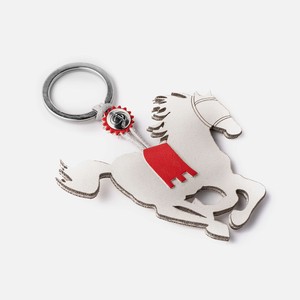 【イタリア製】レザーキーホルダ　アップルレザー　馬/ホワイト　エシカルコレクション