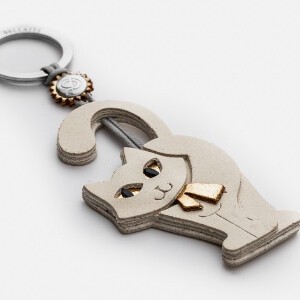 Key Ring White-cat Ethical Collection Cat Made in Italy