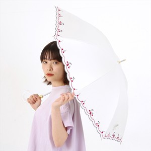 【晴雨兼用傘】長傘　遮光さくらんぼ刺繍