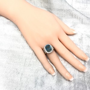 Ring Ring Silver Rhinestone Bijou Blue