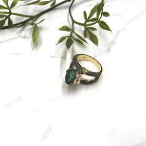 Ring Ring Gold Bijou Rhinestone Pearl Frog