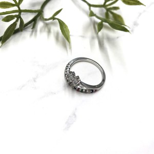 Ring Ring Silver Rhinestone Bijou Clover