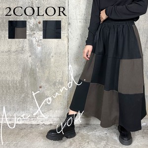 404 Mode Raised Back Dry Material Block Check Switching Suede Flare Skirt