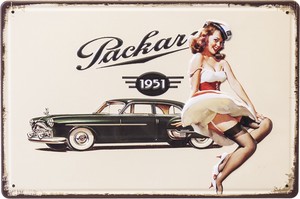 アンティークメタルエンボスプレート "Packard 1951"