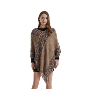 Shawl Fringe Rainbow V-Neck