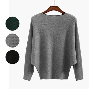 Sweater/Knitwear Dolman Sleeve Knitted Plain Color Long Sleeves 3-colors NEW