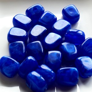 【アクセサリーパーツ】【518-g2】5pcs 　天然石調マーブルアクリルビーズ　ブルー　14×11×7mm