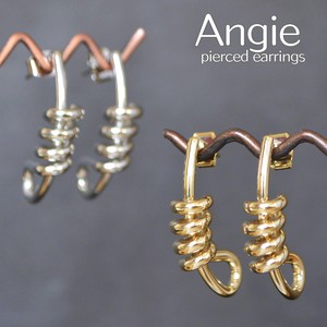 【Angie】 チューブ スクリューノット 真鍮メッキコーティング ピアス 2色展開。