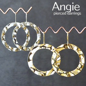 【Angie】 サークルウェービーリンクル 真鍮メッキコーティング ピアス／イヤリング 2色展開4タイプ。