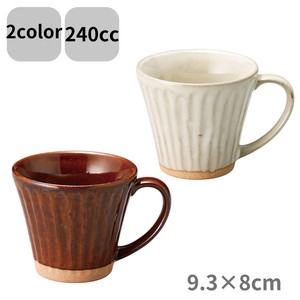 削ぎマグカップ(白・アメ) 日本製 美濃焼 陶器 モダン