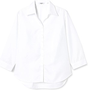 レディースシャツ 開襟 7部袖 ブラウス オフィス ビジネスシャツ　l1-l22-L1-3-white-7