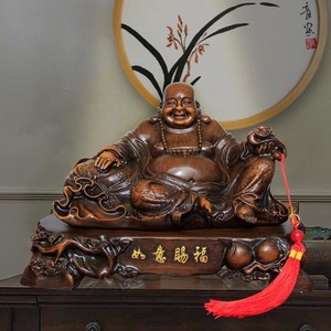 高級 仏教 七福神 布袋 天然木 彫刻 装飾品 風水 置物 事務所 開運 幸運 YMB1473