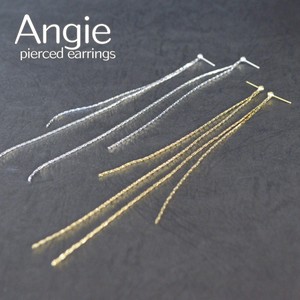 【Angie】 ジャバラロングツーレーン 真鍮メッキコーティング ピアス 2色展開。