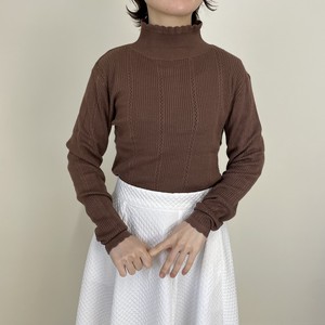 Sweater/Knitwear Nylon Long Sleeves Rayon High-Neck Knit Tops