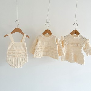 韓国スタイル　ホワイトデザインニット(サロペット/トップス/ワンピース)ベビー　新生児　キッズ　子供服