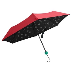 折畳日傘(晴雨兼用) 50cm PU ○△□ RED 【392／サンキューニ 特価】 S45001