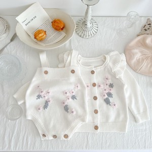 Baby Dress/Romper Cardigan Sweater Rompers Flowers Embroidered Kids